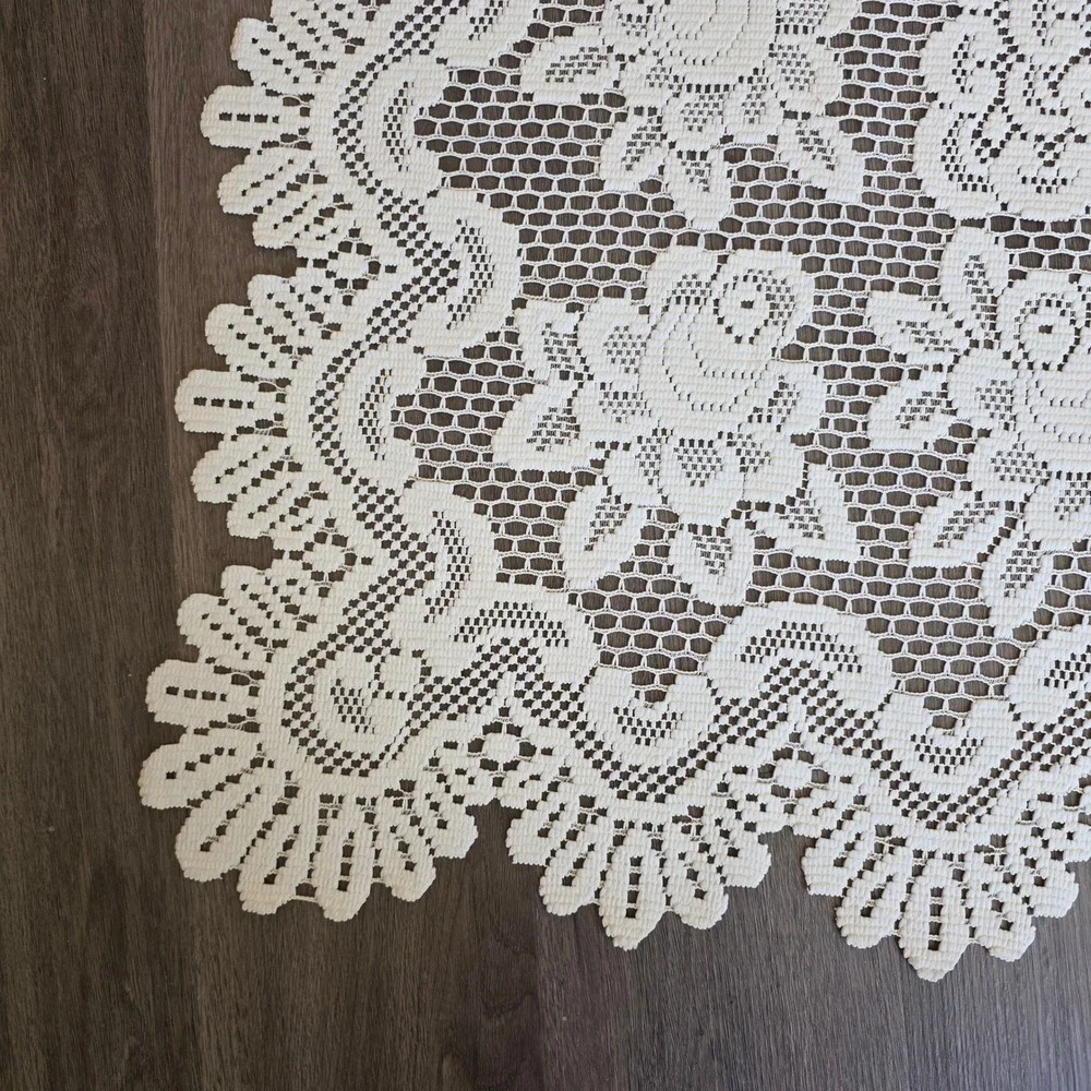 Heritage Lace Victorian Rose Square Tablecloth Cream 36x36 Cottagecore NWOT